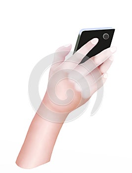 Person Hand Using A Generic Smart Phone