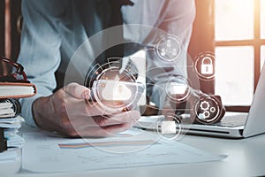 Person hand using smartphone with cloud computing icon, Cloud computing concept