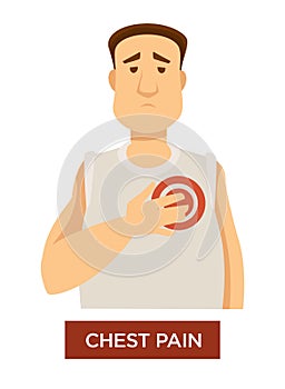 Person having chest pain and holding his heart area