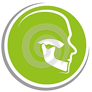 Person, head and jaw, orthodontics and dentist logo