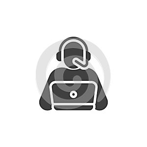 Person with a headset and computer vector icon