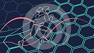 Person on Hexagonal Grid Dynamic, vector design Generative AI