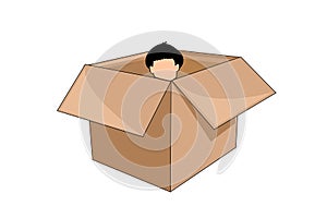 The person hiding in a box isolated on a white vector illustration