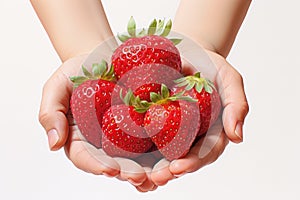 A Person Holding A Bunch Of Strawberries In Their Hands