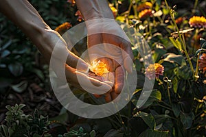 Person Holding Flower in Hands