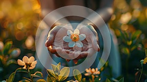 Person Holding Flower in Hands