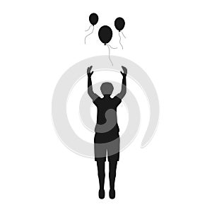 person holding flying balloon vector