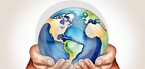 a person is holding a globe in their hands