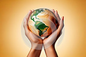 a person is holding a globe in their hands