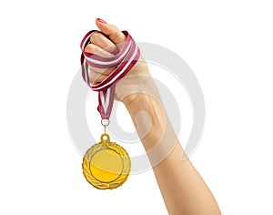 Person holding a medal