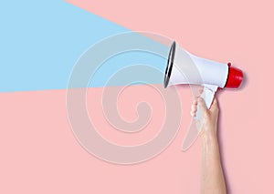 Person holding a megaphone