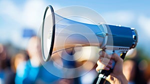 Person Holding Megaphone Close Up