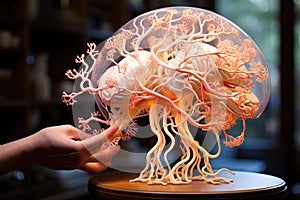 A person holding a model of a human brain