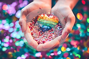 Person Holding a Rainbow Heart in Their Hands