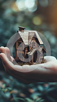 Person Holding Small House, A Symbol of Homeownership and Stability