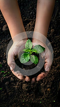 Person holding a small terrestrial plant in their hands