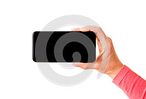 Person holding smartphone horizontally