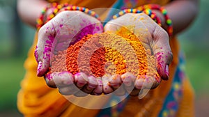 Person Holding Two Different Colored Powders