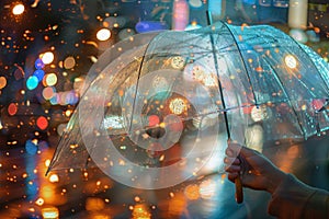 Person Holding Umbrella in the Rain