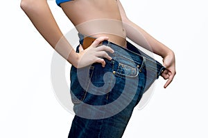 Person holding waistline