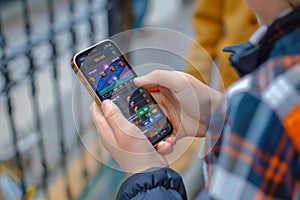 A person holds a cell phone making online bets