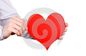 Person holds Red Heart shape