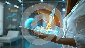 The Rocket Launch Hologram.AI generated image