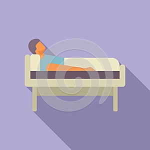 Person at hospital bed icon flat vector. Health patient