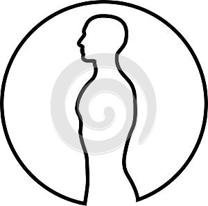 Person, human in circle, fitness and sport sticker label