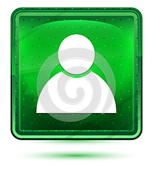 Person icon neon light green square button