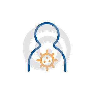 Person infected with Virus icon. Coronavirus covid 19 pandemic related graphic element. Infected lungs, pneumonia cold or flu