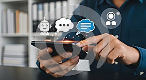 Person Interacting with AI Chatbot on Smartphone