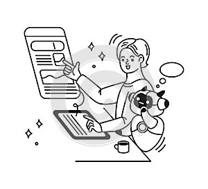 Person Interacting with AI on Digital Interface