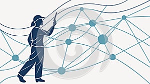 Person Interacting with Data Network Abstract Vector, vector design Generative AI