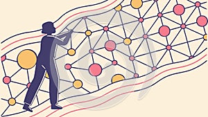 Person Interacting with Data Network, Digital Connection, Information Tech, vector design Generative AI