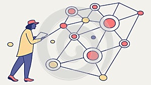 Person Interacting with Data Network Nodes Vector Art, vector design Generative AI
