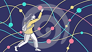 Person Interacting with Digital Network, Connectivity Tech, vector design Generative AI