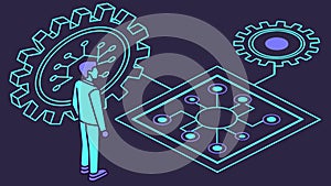 Person Interacting with Digital Network. Technology and Connectivity. vector design Generative AI