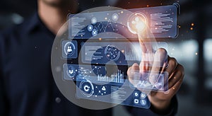 Futuristic Data Visualization Interface with Hand Interaction