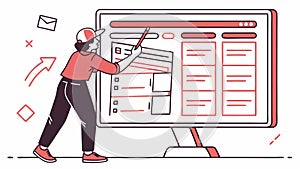 Person Interacting with Web Elements on Screen, vector design Generative AI