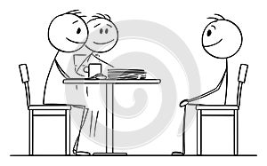 Person on Job Interview or Student on Examination, Vector Cartoon Stick Figure Illustration