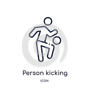 person kicking ball with the knee icon from sports outline collection. Thin line person kicking ball with the knee icon isolated