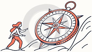 Person with Large Compass, Navigation and Direction, vector design Generative AI