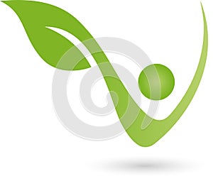 Person and leaf, human as a plant, wellness and health Logo