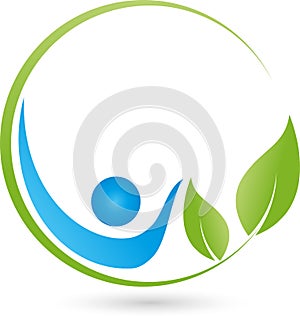 Person and leaves, plant, wellness and naturopathic logo photo