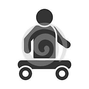 Person without legs sitting in cart, world disability day, silhouette icon design