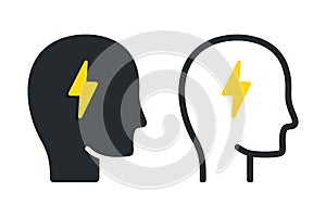 Person lightning , brainstorming. Illustration vector