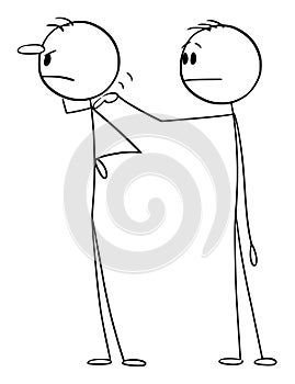 Person Looking or Searching for Someone, Vector Cartoon Stick Figure Illustration