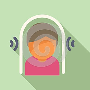 Person loss hearing icon flat vector. Sign ear age