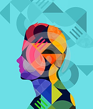 Person Made From Abstract Colourful Geometric Shapes